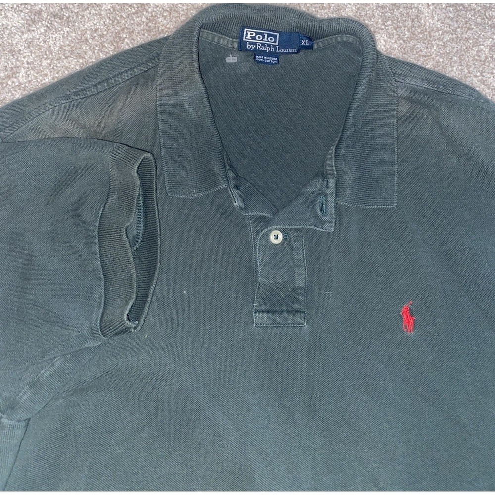 Polo Ralph Lauren Shirt‎ Men's XL Green Short Sleeve Red Pony Cotton Preppy